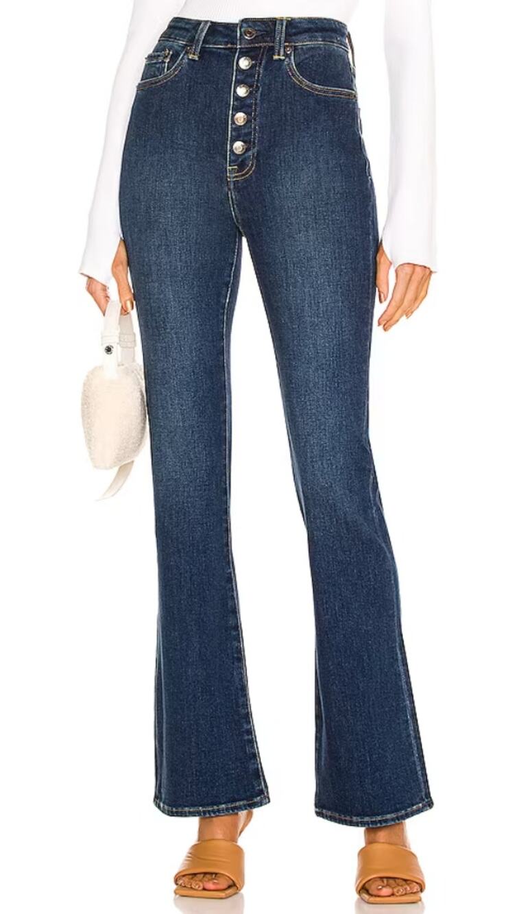 Pistola Dana High Rise Classic Fit Flare Jeans in Delano Blue Size 26